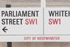 Parliament street sign