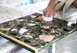 Polishing terrazzo sample