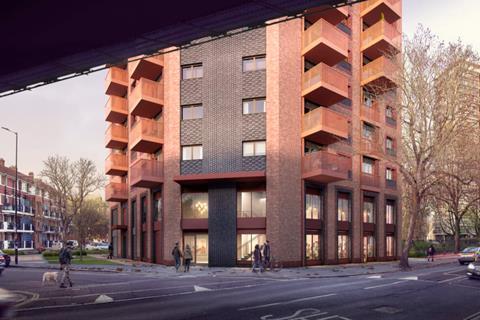 CGI image of key worker housing block in Southwark
