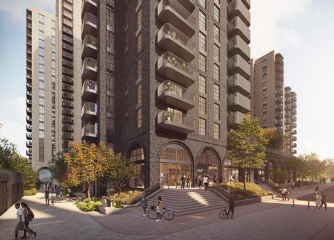 CGI image of Berkeley and TfL's 575-home development within Royal Arsenal Riverside