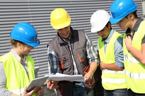 Young construction workers