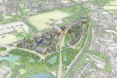 Ebbsfleet Masterplan_ 01_Aerial sketch view_WW+P-min