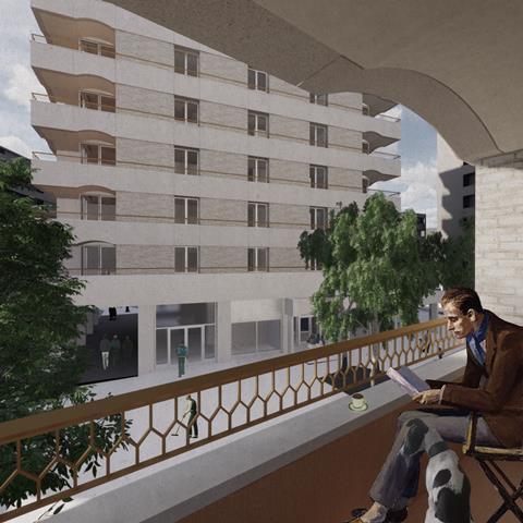 View from a North Building balcony under Lynch Architects' proposals for the Fairbank Estate