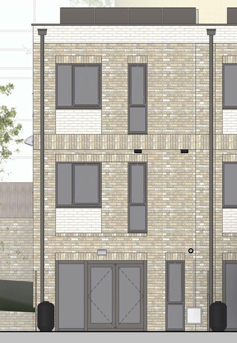 Rear elevation of one of ECD Architects' infill homes, designed for Lapworth Court in west London