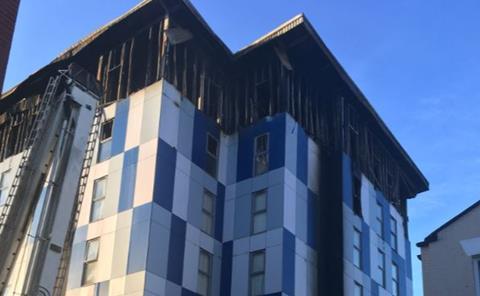 The aftermath of the fire at The Cube in Bolton