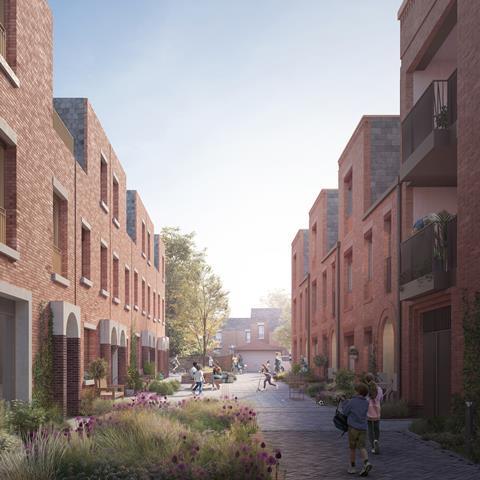 03 LW CGI 3_Agora Love Wolverton by Town_car-free little street - proposed