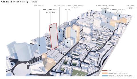 Glancy Nicholls - 100 Broad Street - Birmingham tower - future massing across city centre